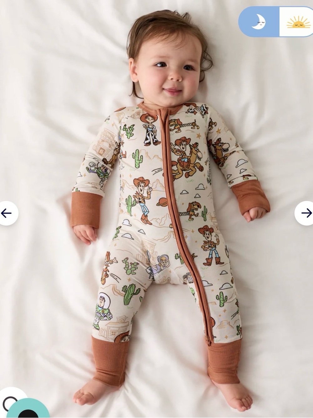 Little Sleepies Cream Woody Western Print One-Piece with Brown Trim - Picture 3 of 4